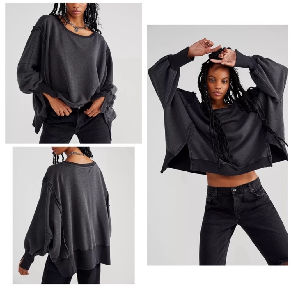 Free People Camden Oversized Pullover Size: S in Black - Picture 3 of 8